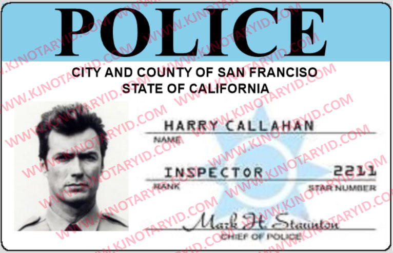 SFPD Inspector Harry Callihan-Dirty Harry-Novelty ID Card